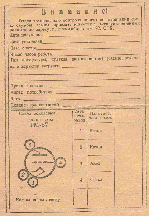 GM57 electron tueb data sheet
